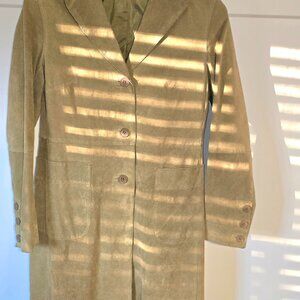 AMAZING Olive Green Suede Leather Coat